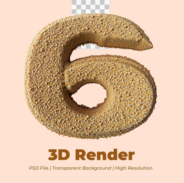 3d-sand-rendering-nummer 0 isoliert