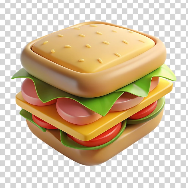 PSD 3d-sandwich isoliert auf durchsichtigem hintergrund