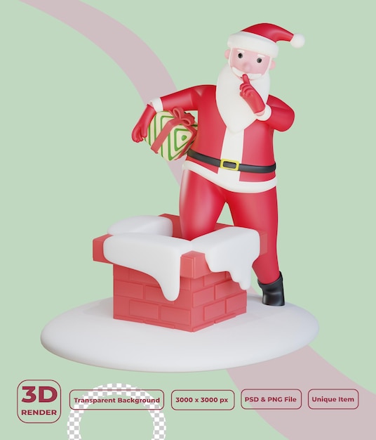 PSD 3d santa claus en la chimenea