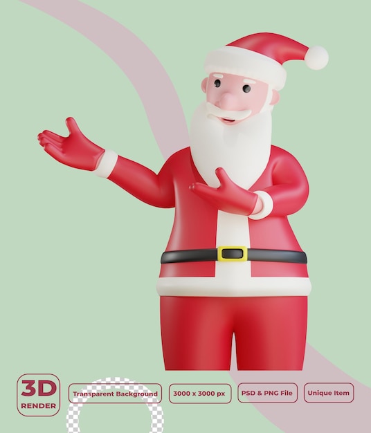 PSD 3d santa claus mostrando algo