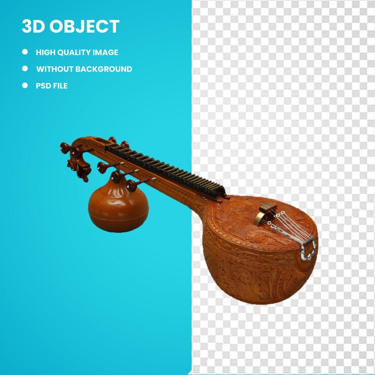 PSD 3d saraswati veena instrumentos musicais instrumentos de corda instrumentos de corda arrancados