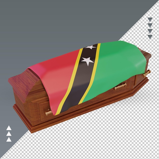 3D-Sarg St. Kitts und Nevis-Flagge, die die rechte Ansicht wiedergibt