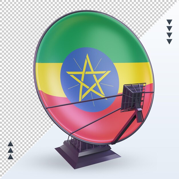 PSD 3d satélite bandeira da etiópia renderizando vista frontal