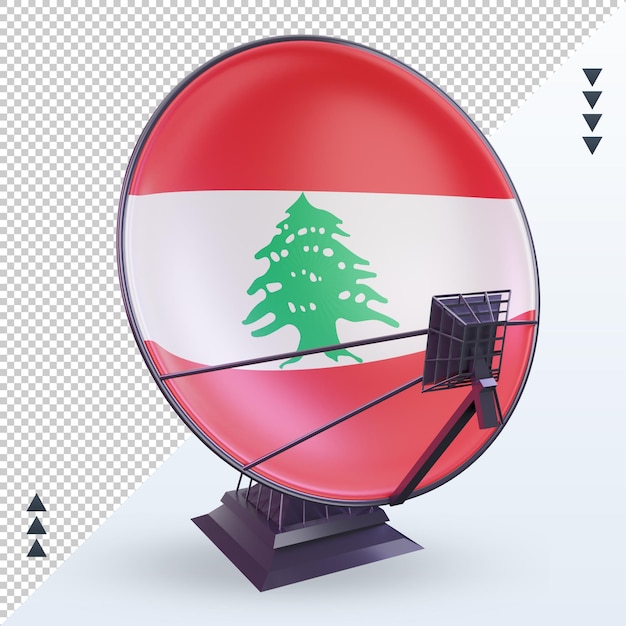 PSD 3d satélite bandeira do líbano renderizando vista frontal