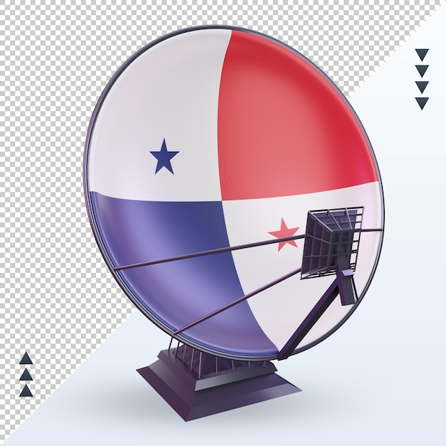 PSD 3d satélite bandeira do panamá renderizando vista frontal