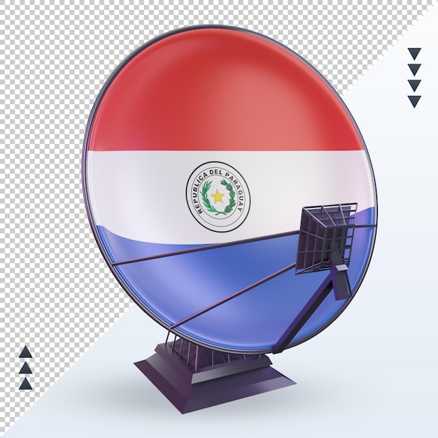 PSD 3d satélite bandeira do paraguai renderizando vista frontal