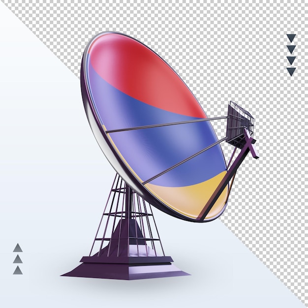 PSD 3d satélite da bandeira da armênia renderizando a vista esquerda