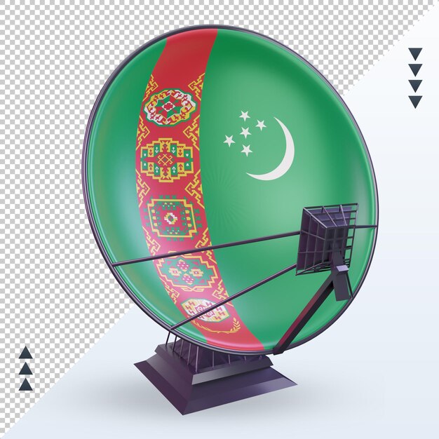 PSD 3d satélite turkmenistán bandera renderizado vista frontal