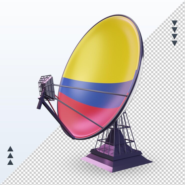 PSD 3d satellite colombia flag rendering right view