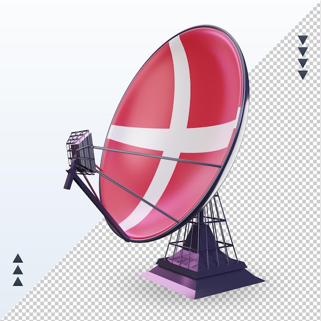 3d Satellite Danemark Drapeau Rendu Vue De Droite