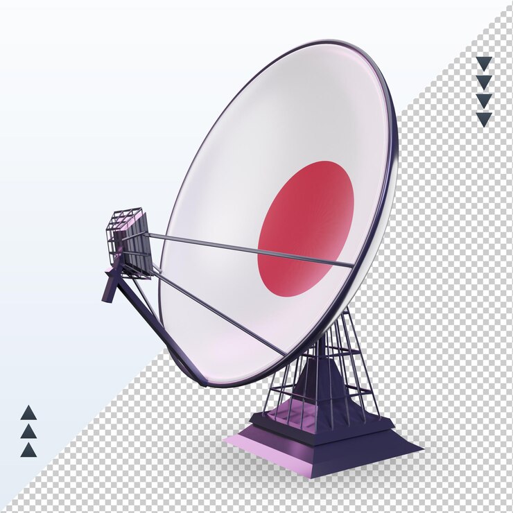 PSD 3d satellite japan flag rendering right view