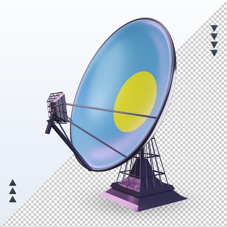 PSD 3d satellite palau flag rendering right view
