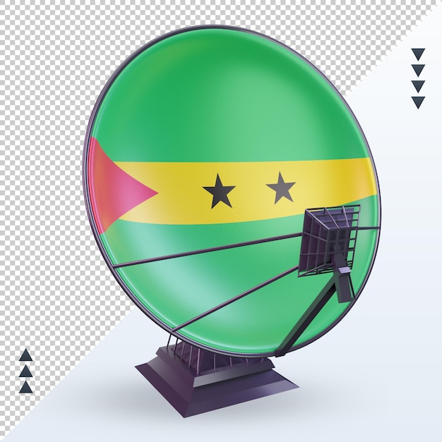3d satellite Sao Tomé-et-Principe drapeau rendu vue de face