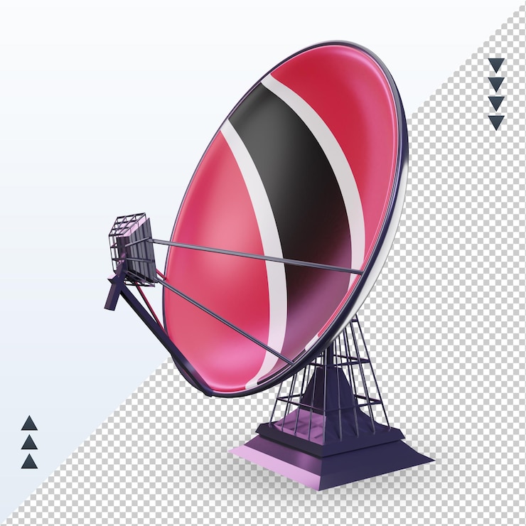 PSD 3d satellite trinidad and tobago flag rendering right view