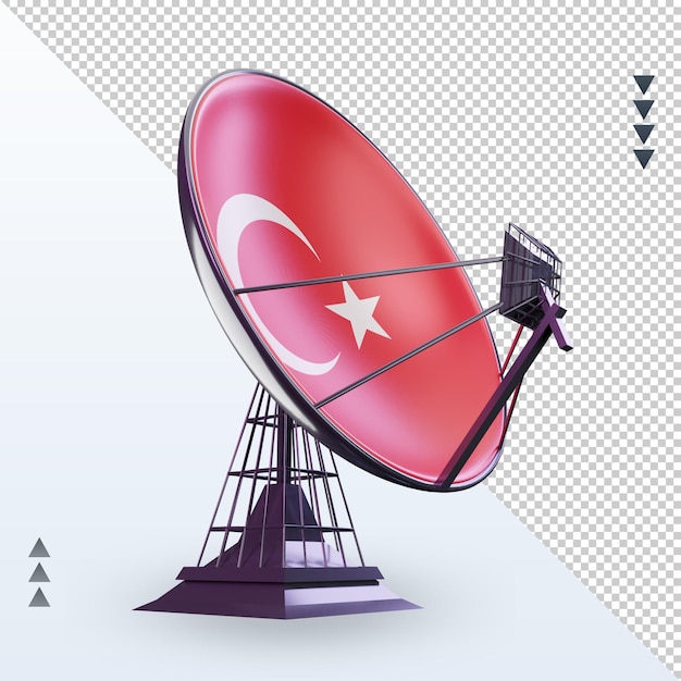 3d, Satellite, Turquie, Drapeau, Rendu, Vue Gauche