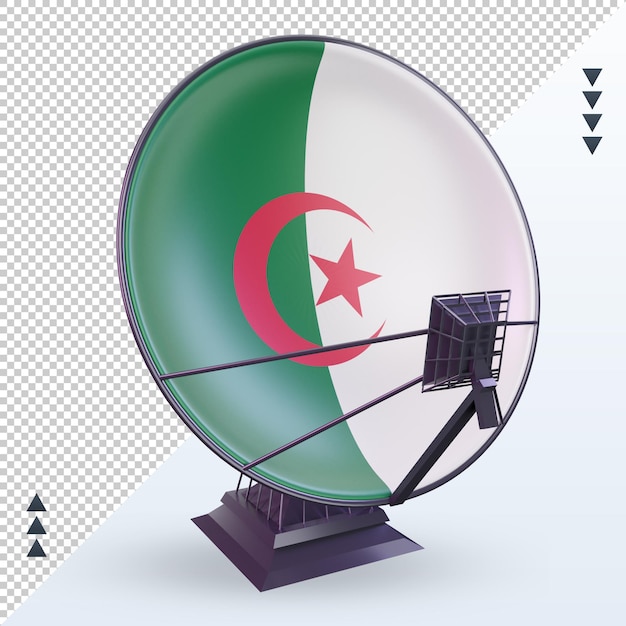 PSD 3d-satelliten-algerien-flagge, die vorderansicht rendert