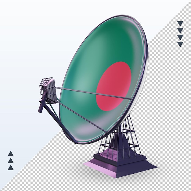 3d-satelliten-bangladesch-flagge, die rechte ansicht rendert