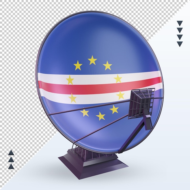 PSD 3d-satelliten-kap-verde-flagge, die vorderansicht rendert