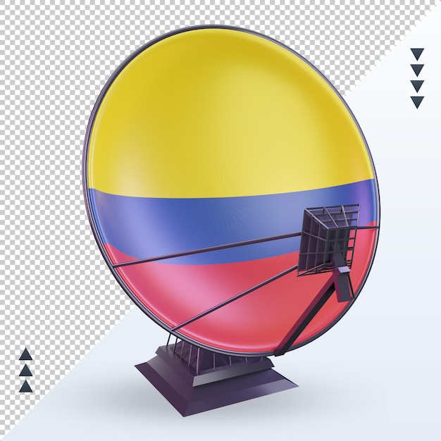 PSD 3d-satelliten-kolumbien-flagge, die vorderansicht rendert