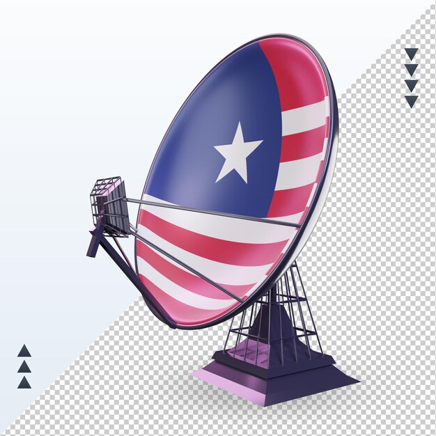 3d-satelliten-liberia-flagge, die rechte ansicht rendert