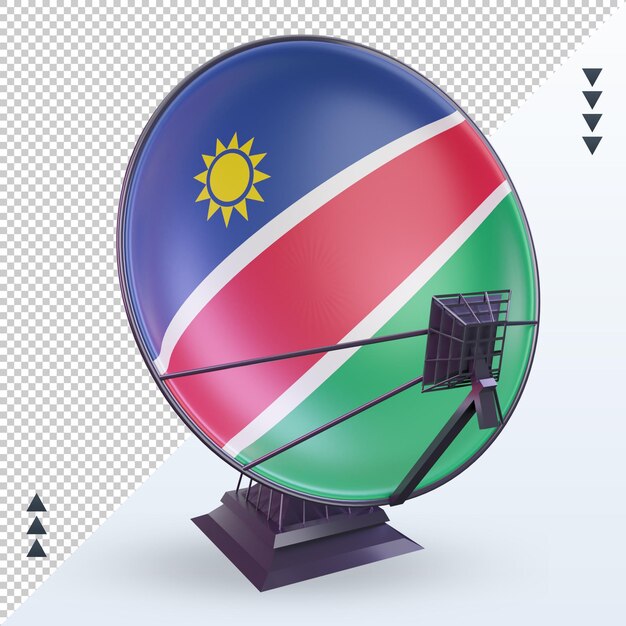 PSD 3d-satelliten-namibia-flagge, die vorderansicht rendert