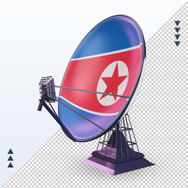 PSD 3d-satelliten-nordkorea-flagge, die rechte ansicht rendert