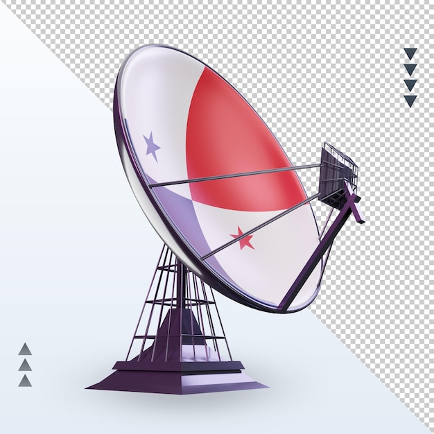 3d-satelliten-panama-flagge, die linke ansicht rendert