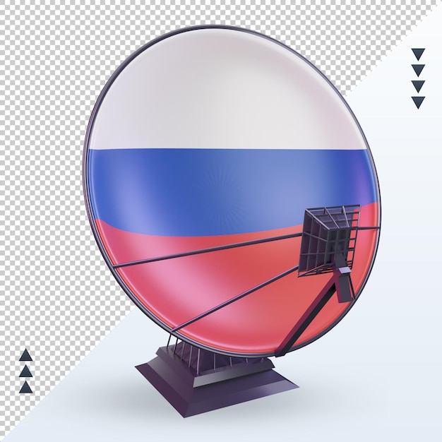 3d-satelliten-russische flagge, die vorderansicht rendert