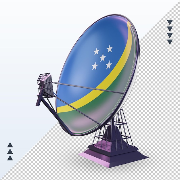 3d-satelliten-salomonen-flagge, die rechte ansicht rendert