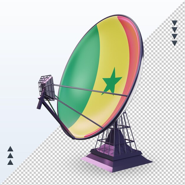 PSD 3d-satelliten-senegal-flagge, die rechte ansicht rendert