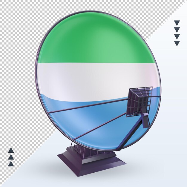 PSD 3d-satelliten-sierra-leone-flagge, die vorderansicht rendert