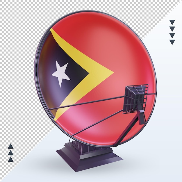 3d-satelliten-timor-leste-flagge, die vorderansicht rendert