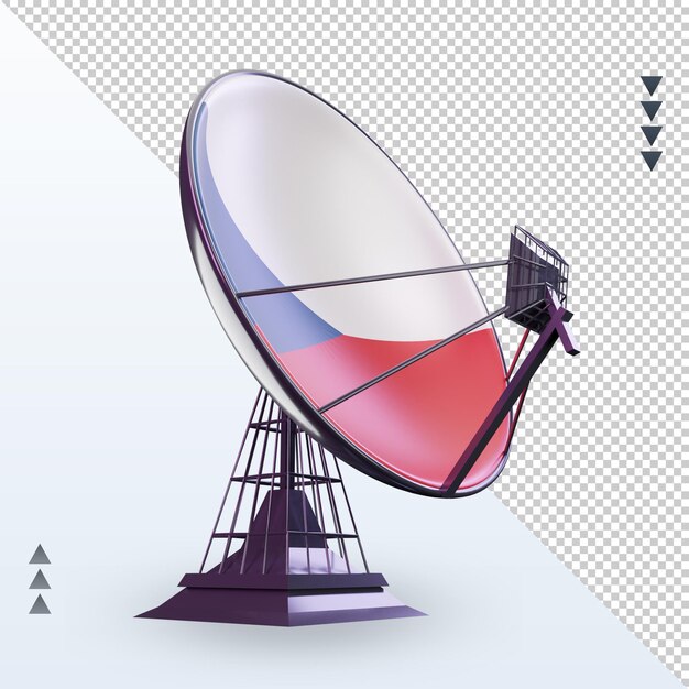 PSD 3d-satelliten-tschechische republik flagge rendering linke ansicht