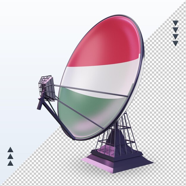 3d-satelliten-ungarn-flagge, die rechte ansicht rendert