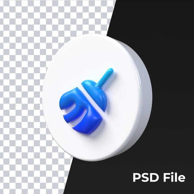 3d sauberer Pinsel blau matt glänzend UI-Symbol rendern Premium Psd