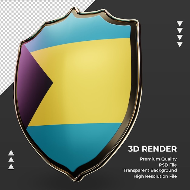 3D-Schild Bahamas-Flagge, die rechte Ansicht rendert