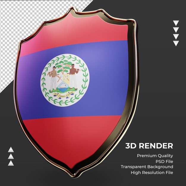 3D-Schild Belize-Flagge, die rechte Ansicht rendert