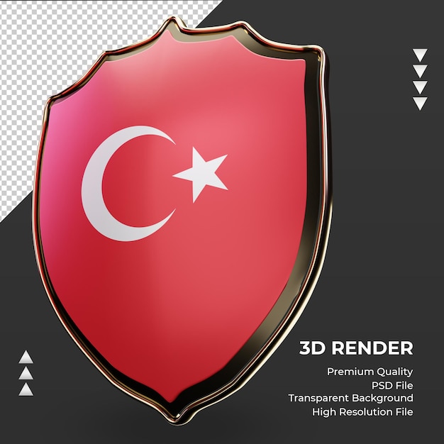 PSD 3d-schild der türkei-flagge, die rechte ansicht rendert