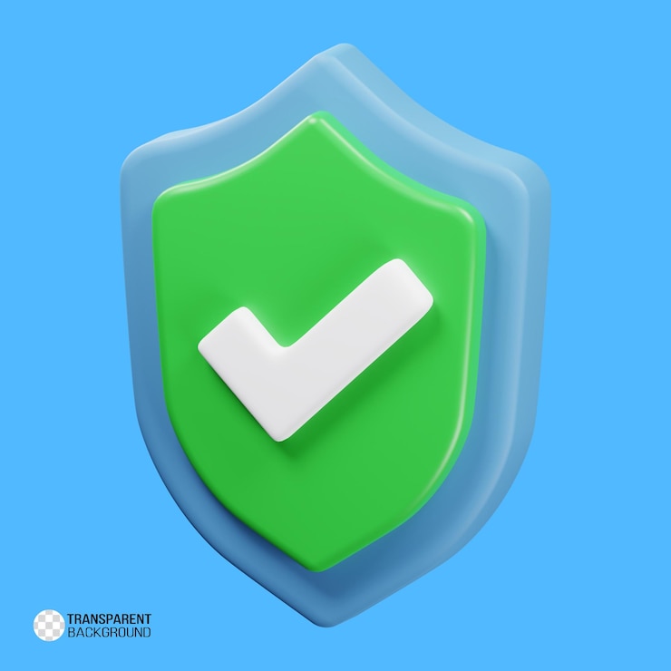PSD 3d-schild-geschütztes symbol mit symbol für garantierte sicherheit
