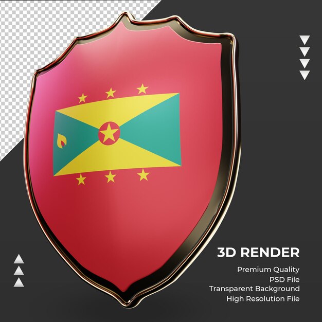 PSD 3d schild grenada flagge rendern rechte ansicht