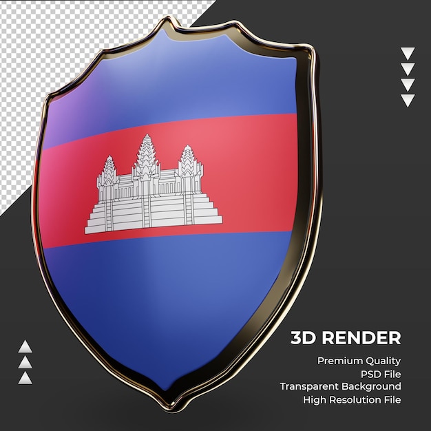 3D Schild Kambodscha Flagge, die rechte Ansicht rendert