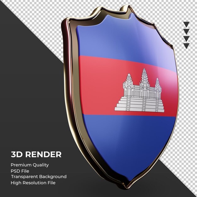 3D Schild Kambodscha Flagge Rendering linke Ansicht