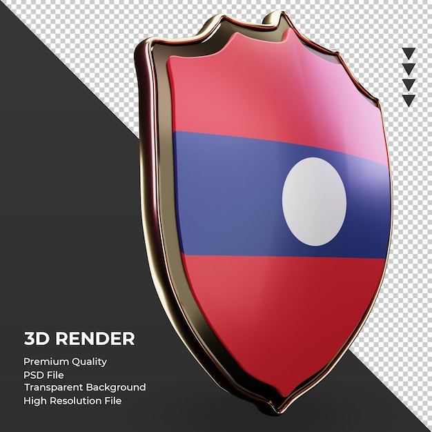 3d schild laos flagge rendering linke ansicht