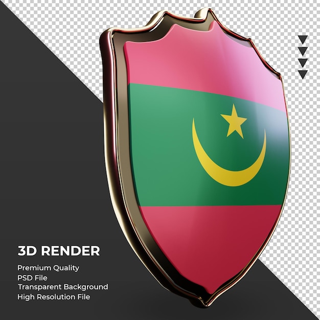 3d schild mauretanien flagge rendering linke ansicht