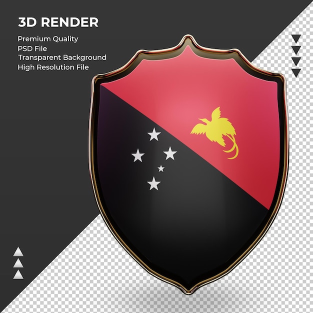 3D Schild Papua-Neuguinea Flagge Rendering Vorderansicht