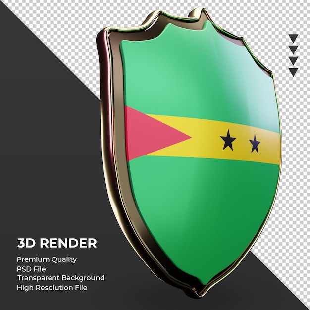 3D-Schild Sao Tome und Principe Flagge Rendering linke Ansicht