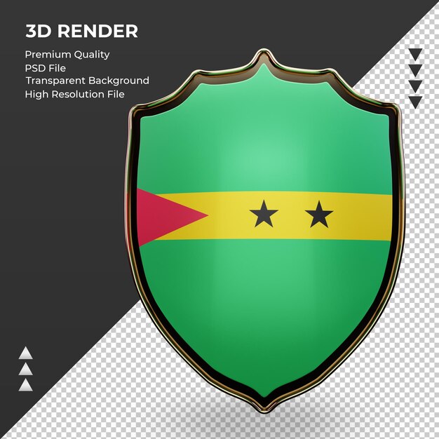 3D Schild Sao Tome und Principe Flagge Rendering Vorderansicht