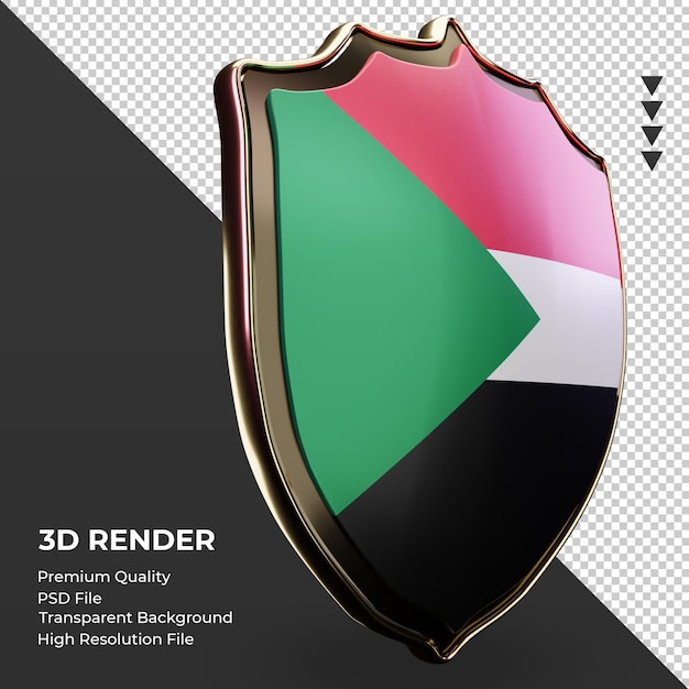 3D-Schild Sudan Flagge Rendering linke Ansicht
