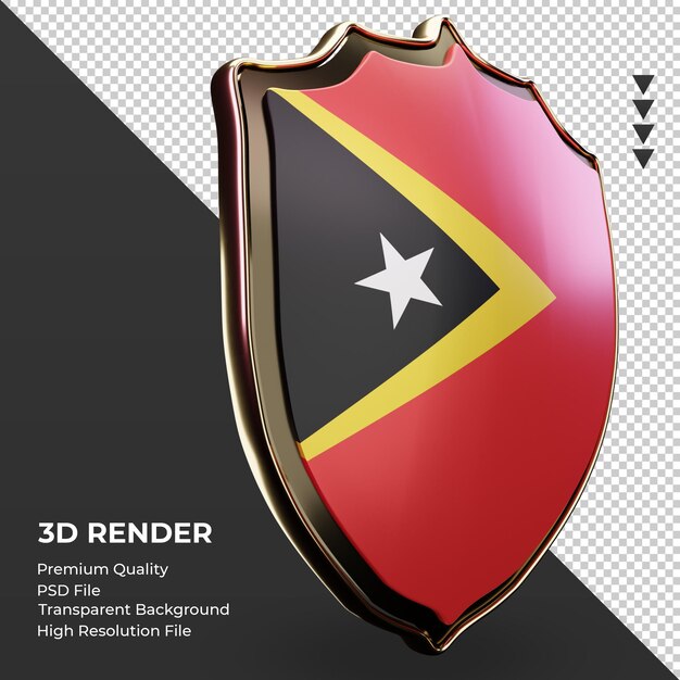 PSD 3d-schild timor-leste-flagge, die linke ansicht rendert