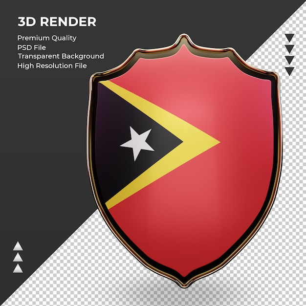 3D-Schild Timor-Leste-Flagge, die Vorderansicht rendert
